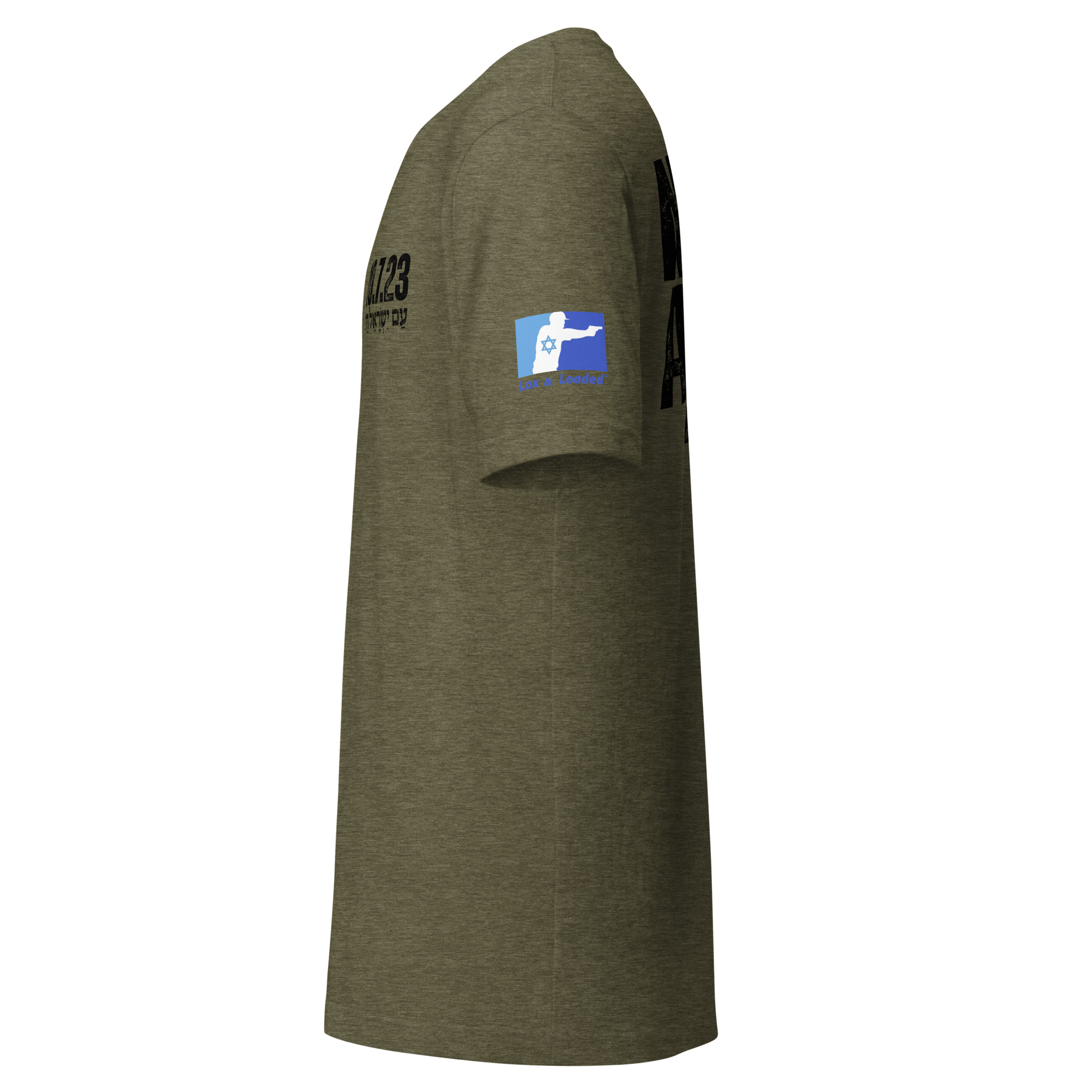 Lox & Loaded 10.7.23 Never Again T-Shirt with Black Text - Image 16