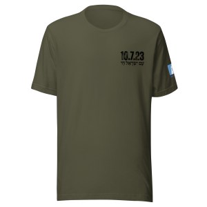 Lox & Loaded 10.7.23 Never Again T-Shirt with Black Text